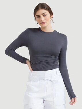 Modern Citizen Mia Ruched Open-Back Long Sleeve Top M